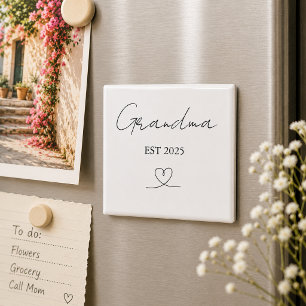 Minimalist Grandma EST Year   Custom Magnet
