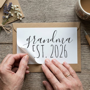 Minimalist Grandma Est Year Elegant Script Design Sticker