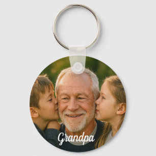 Minimalist grandpa custom photo keychain