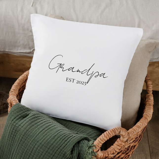Minimalist Grandpa EST 2025 | New  Throw Pillow (Creator Uploaded)