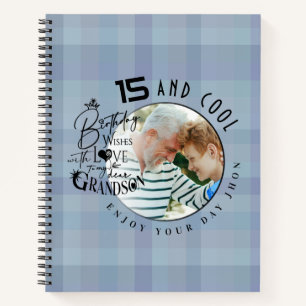 Minimalist Grandson Birthday Lettering Photo Notebook