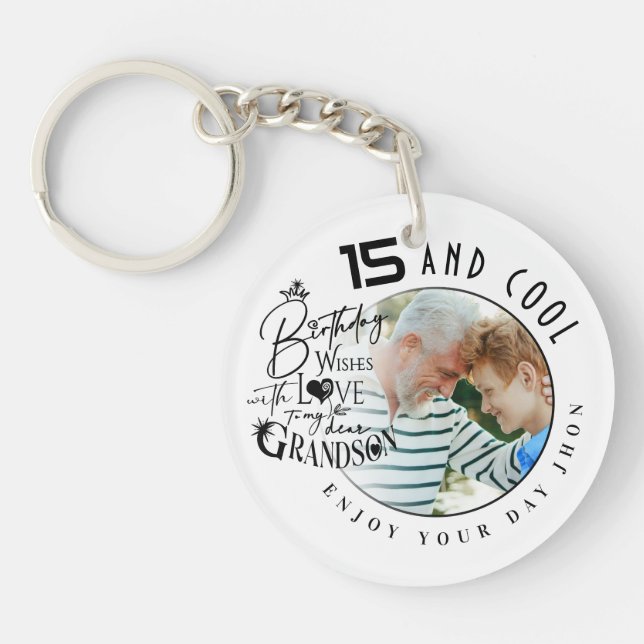 Minimalist Grandson Custom Gifts Keychain (Front)