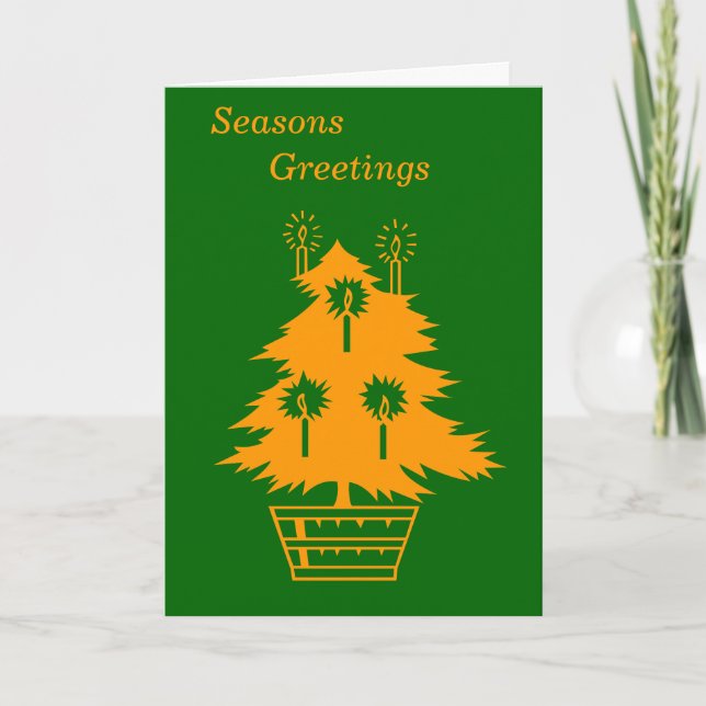 minimalist graphic design gold tree for christmas holiday card (Front)