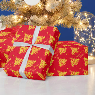 minimalist graphic design gold tree for christmas wrapping paper