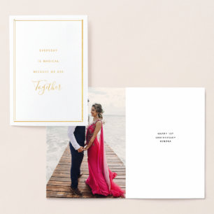 Minimalist Gratitude Photo Anniversary Foil Card