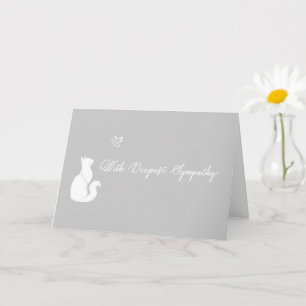 Minimalist Gray Loss of Cat With Deepest Sympathy Card