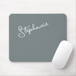 Minimalist Gray Personalized Script Name Office Mouse Pad