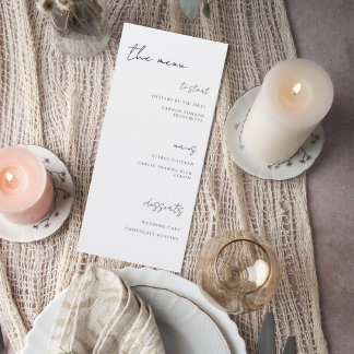 Minimalist Gray Wedding Menu