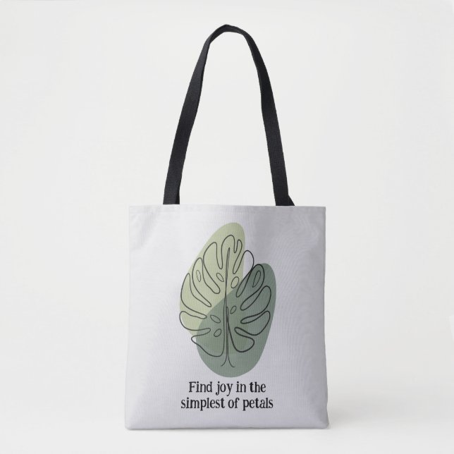 Minimalist Green and Blue Floral Effortless Style Tote Bag (Front)