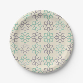 minimalist green and grey moroccan geometry paper plate