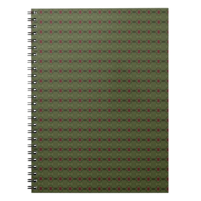 Minimalist Green and Red Seamless Pattern  Notebook (Front)