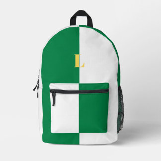 Minimalist Green and White Custom Name Backpack