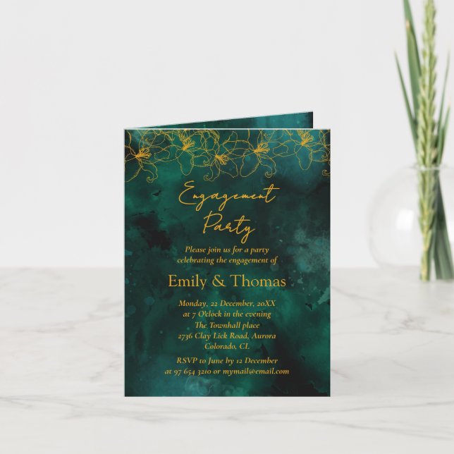 minimalist Green backdrop wedding engagement Invit Invitation (Front)