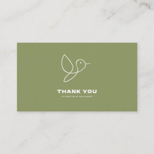 Minimalist Green Bird Thank You Business Card