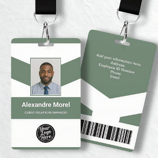 Minimalist Green Chevron Professional Name Tag Badge