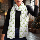 Minimalist Green Deer Pattern Christmas Scarf<br><div class="desc">This elegant chiffon scarf features a minimalist green deer pattern, perfect for adding a stylish touch to your winter wardrobe. Ideal for holiday gatherings, Christmas parties, or casual everyday wear, the delicate design showcases running deer silhouettes against a clean white background. This lightweight scarf makes a great holiday gift or...</div>