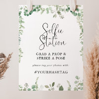 Minimalist Green Eucalyptus Selfie Station Sign