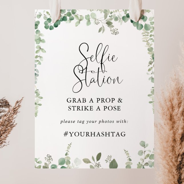 Minimalist Green Eucalyptus Selfie Station Sign (Creator Uploaded)