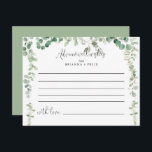 Minimalist Green Eucalyptus Wedding Advice Card<br><div class="desc">This minimalist green eucalyptus wedding advice card is perfect for a modern wedding. The design features watercolor hand-drawn elegant botanical eucalyptus branches and leaves, adorning geometric frames. These cards are perfect for a wedding, bridal shower, baby shower, graduation party & more. Personalize the cards with the names of the bride...</div>