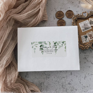 Minimalist Green Eucalyptus Wedding RSVP Address Label