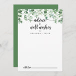 Minimalist Green Eucalyptus Wedding Well Wishes   Advice Card<br><div class="desc">This minimalist green eucalyptus wedding well wishes advice card is perfect for a rustic wedding. The design features hand-painted watercolor green eucalyptus, inspiring natural beauty. These cards are perfect for a wedding, bridal shower, baby shower, graduation party & more. Personalize the cards with the names of the bride and groom,...</div>