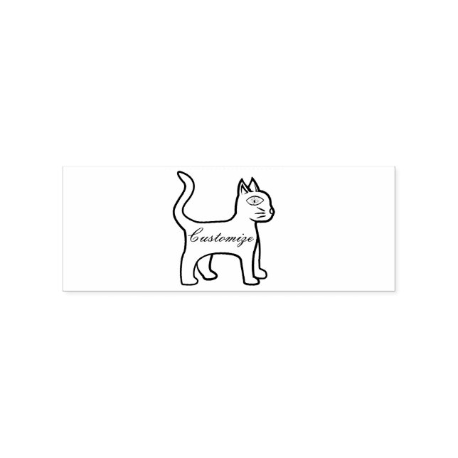 Minimalist Green-eye Cat Thunder_Cove Rubber Stamp (Imprint)