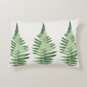 Minimalist Green Fern Botanical Illustration Accent Pillow
