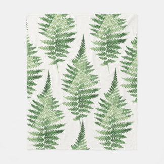 Minimalist Green Fern Botanical Illustration Fleece Blanket