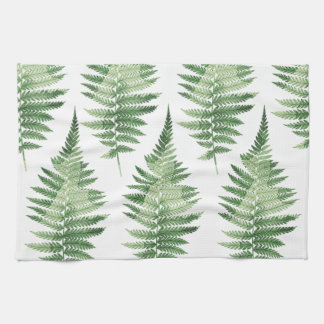 Minimalist Green Fern Botanical Illustration Kitchen Towel