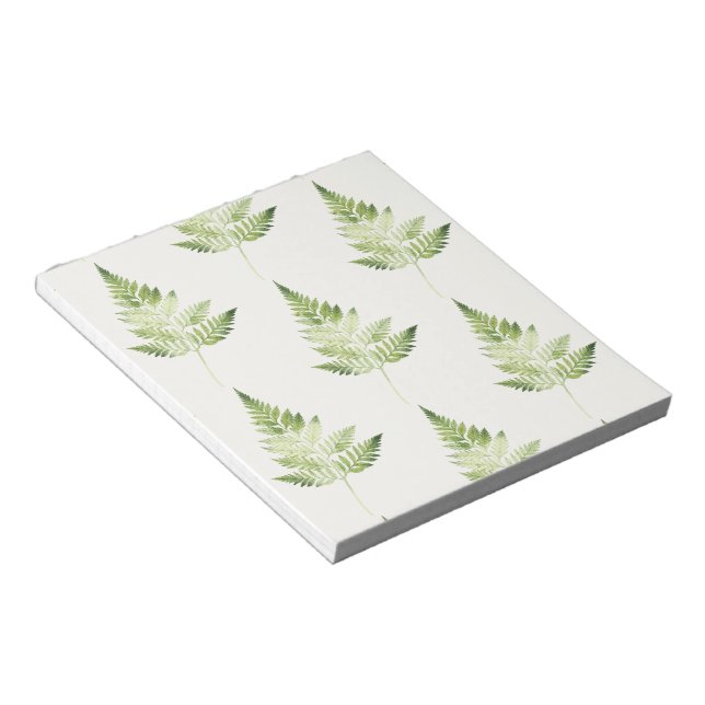 Minimalist Green Fern Botanical Illustration Notepad (Angled)