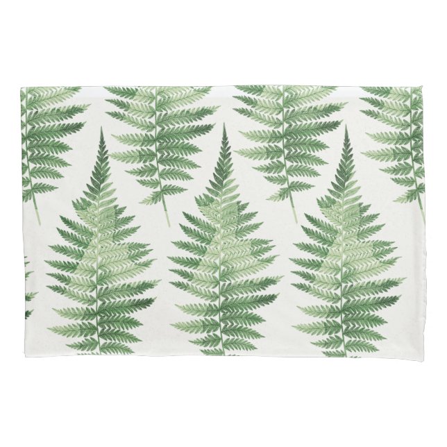 Minimalist Green Fern Botanical Illustration Pillowcase (Front-Left)