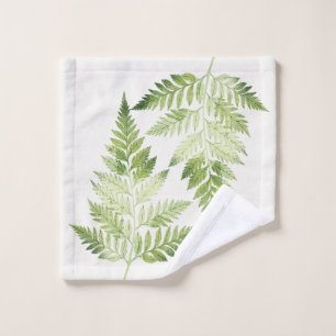 Minimalist Green Fern Botanical Illustration Wash Cloth