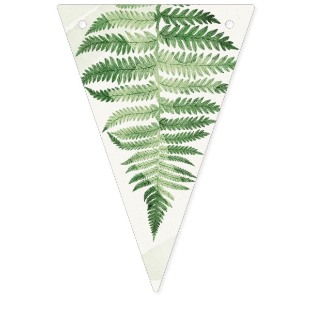 Minimalist Green Fern Wedding Decor Bunting Flags (First Flag)
