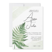 Minimalist Green Fern Wedding Invitation