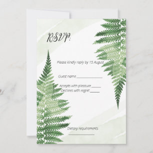 Minimalist Green Fern Wedding RSVP card