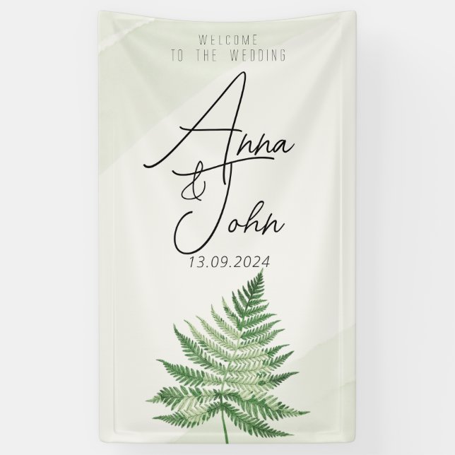 Minimalist Green Fern Wedding Sign (Vertical)