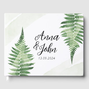 Minimalist Green Fern Wedding Sign Guest Book