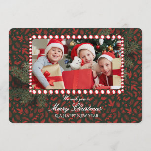 Minimalist Green Gold Merry Christmas Handwriting Invitation