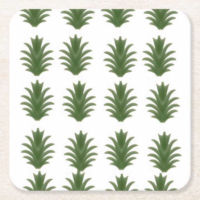 Minimalist Green Leaf Botanical Paper Plate Square Paper Coaster (Front)