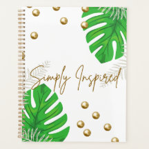 Minimalist Green Leaf Notebook with Gold Accents
