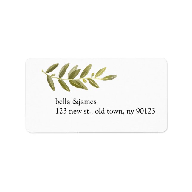 Minimalist Green Olive Branch Address Labels (Front)