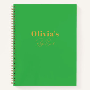Minimalist Green Personalized Recipe Book