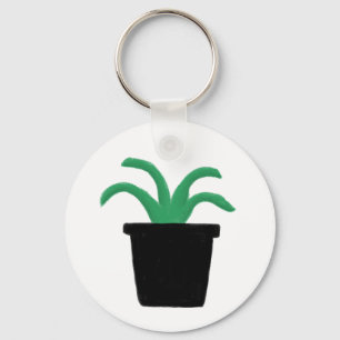 Minimalist Green Potted Plant Nature Gift Keychain