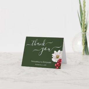 Minimalist Green, Red and White Thank You Card