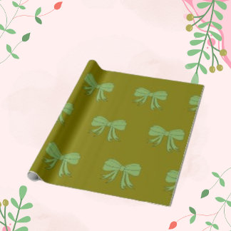 Minimalist Green Ribbon Pattern Wrapping Paper