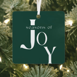 Minimalist Green Script Family Two Photo Christmas Metal Ornament