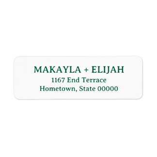 Minimalist Green Serif Name & Return Address