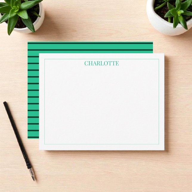 Minimalist Green Stripes Cute Chic Modern Design Card (Creator Uploaded)
