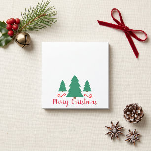 Minimalist Green Trees Merry Christmas Post-it Notes