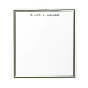 Minimalist Green White Personalized Name Template Notepad